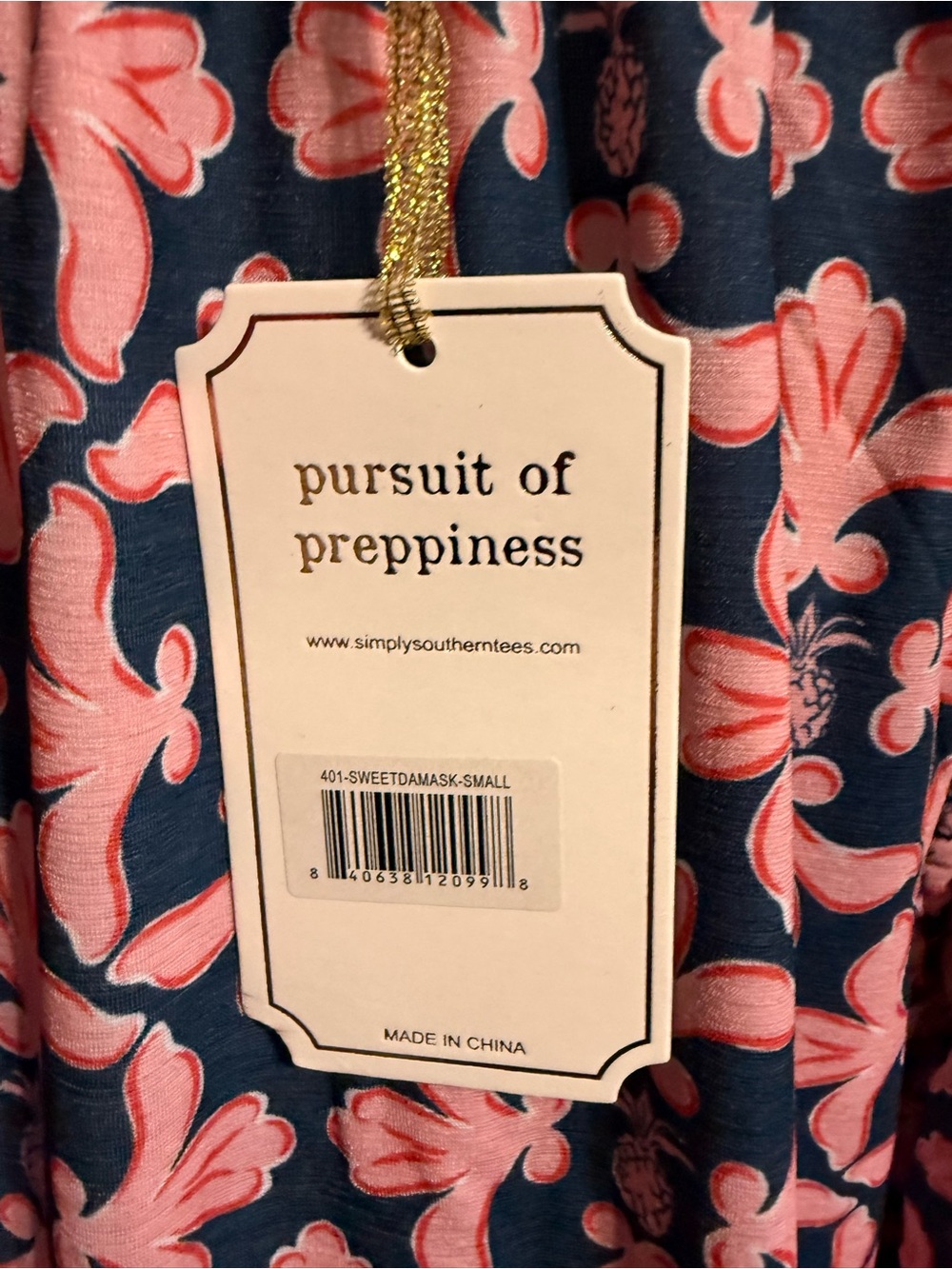 Simply Southern Navy and Pink Floral Bell-Sleeve Shift Dress - Picture 4 of 5